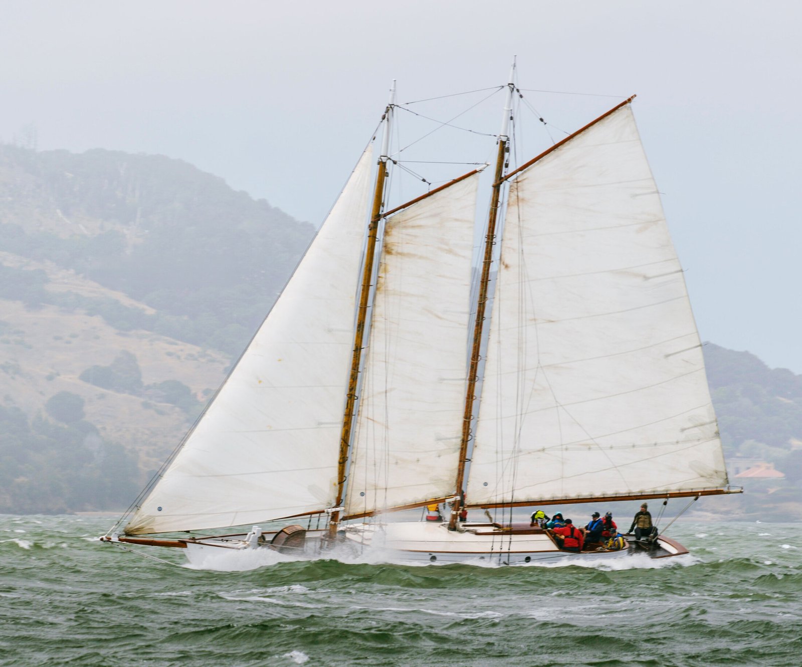 The schooner Yankee under full sail on San Francisco Bay